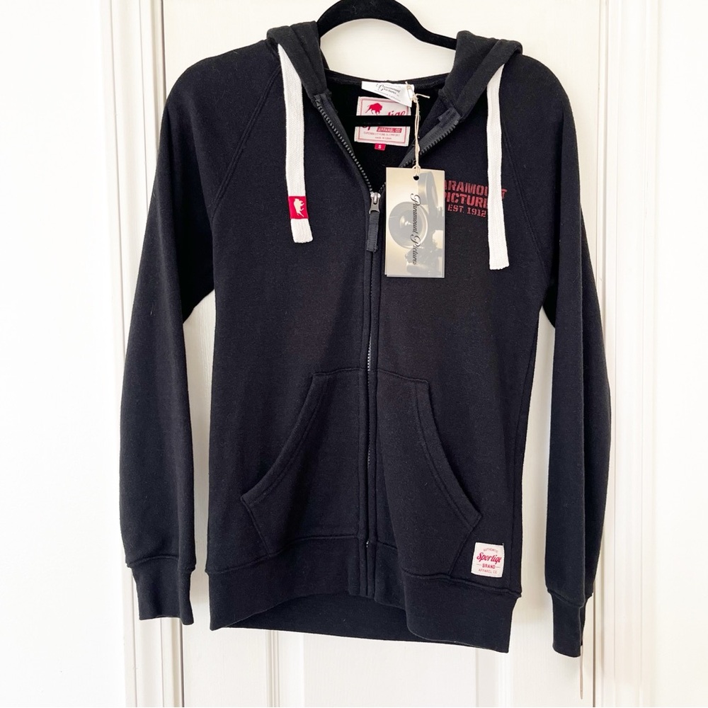 New ⭐️ sportiqe paramount pictures black zip up hoodie hooded sweatshirt